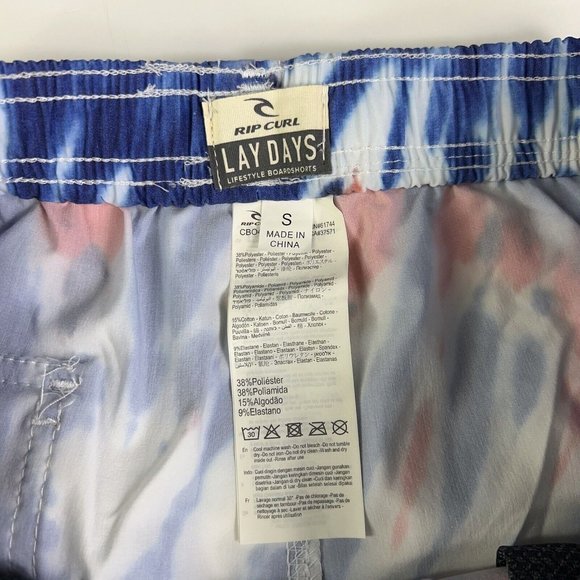 Rip Curl Laydays Mens Freeda Volley Board Shorts Blue Tie Dye Stretch S New - Picture 6 of 12